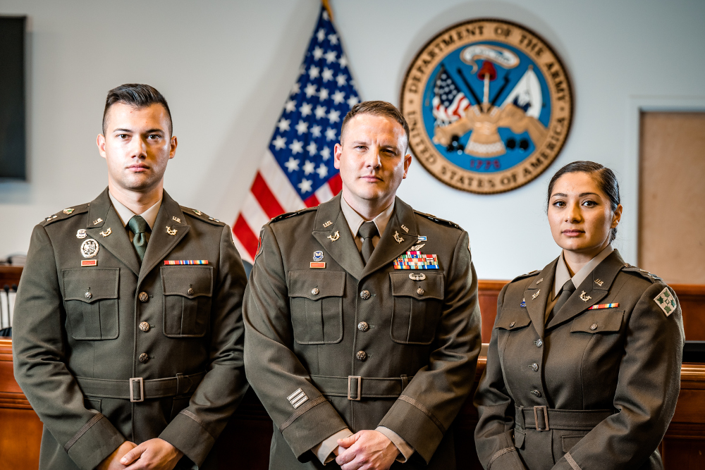 Army Jag Corps officers standing side by side.